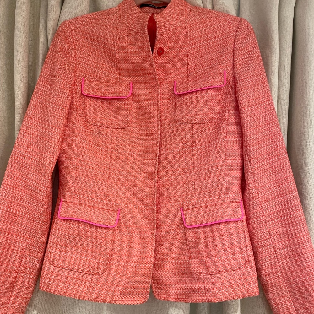 Tahari Pink Blazer Tailored Suit Jacket